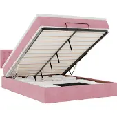 Syfax Ottoman-Bett mit Matratze & LEDs Rosa 140x200 cm Samt