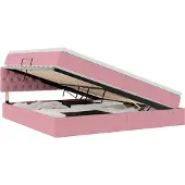 Syfax Aufbewahrungsbett mit Matratze Rosa 200 x 200 cm Samt