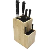 Relaxdays Messerblock unbestückt, Bambus, Borsteneinsatz, 2 Etagen, HBT 25,5 x 11,5 x 18 cm, Messerhalter, natur/schwarz