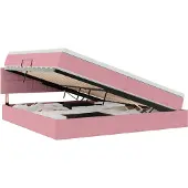 Syfax Aufbewahrungsbett mit Matratze Rosa 200 x 200 cm Samt