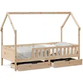 Syfax Kinderbett mit Schubladen 90x190 cm Massivholz Kiefer