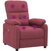 Syfax Massagesessel Weinrot Stoff 73 x 90 x 100 cm (B x T x H) mit 6-Punkt-Vibrationsmassage
