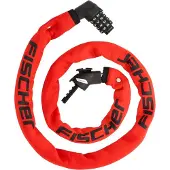 Fischer Fahrrad Kettenschloss Neopren 130cm 6mm Zahlen - rot