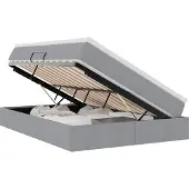 Syfax Aufbewahrungsbett mit Matratze Hellgrau 140 x 190 cm Polyester