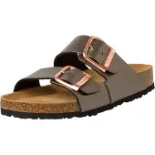 Tamaris Damen Pantolette zwei Riemen Schnalle Lederfußbett 1-27503-42, Größe:38 EU, Farbe:Grau