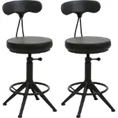 Mendler 2er-Set Barhocker HWC-O84, Barstuhl Drehhocker Industrial höhenverstellbar, Kunstleder Metall schwarz