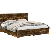 Syfax Bettrahmen Geräucherte Eiche 200 x 200 cm Holzwerkstoff
