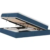 Syfax Aufbewahrungsbett mit Matratze Blau 160 x 200 cm Polyester