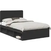 Syfax Bettrahmen Schwarz 120 x 190 cm Massives Kiefernholz