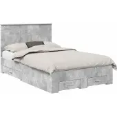 Syfax Bettrahmen mit Schubladen Beton Grau 135 x 190 cm Holzwerkstoff