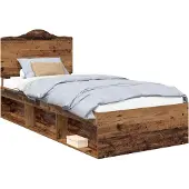 Syfax Bettrahmen Altholz 90 x 190 cm Massives Kiefernholz