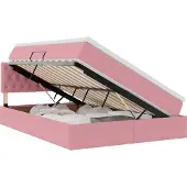 Syfax Aufbewahrungsbett mit Matratze Rosa 140 x 200 cm Samt