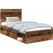 Syfax Bettrahmen Altholz 100 x 200 cm Massives Kiefernholz