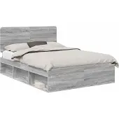 Syfax Bettrahmen Sonoma-Grau 150 x 200 cm Massives Kiefernholz
