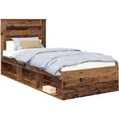 Syfax Bettrahmen Altholz 75 x 190 cm Massives Kiefernholz
