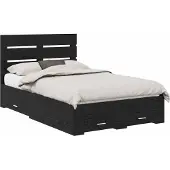 Syfax Bettrahmen Schwarz Eichen-Optik 135 x 190 cm Holzwerkstoff