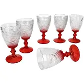 MamboCat 6er Set Rubin Rotweingläser rot 250ml Glas gepunktet Weinkelch Wasser