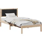 Syfax Bettgestell mit gepolstertem Kopfteil Schwarz 90 x 190 cm