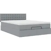 Syfax Ottoman-Bett mit Matratze Hellgrau 140x200 cm Stoff
