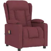 Syfax Massagesessel Weinrot Stoff, manuelle Liegefunktion, 6-Punkt-Vibrationsmassage, 2 Getränkehalter, 96x72,5x99,5 cm (BxTxH)