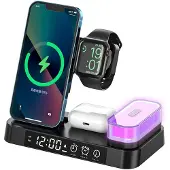 Lobwerk 5in1 induktive Ladestation Wireless Charger Ladegerät Digitaluhr Nachtlicht