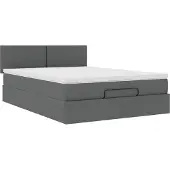 Syfax Ottoman-Bett mit Matratze Dunkelgrau 140x190 cm Stoff