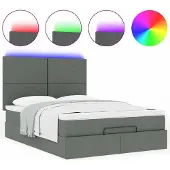 Syfax Ottoman-Bett mit Matratzen & LEDs Rosa 140x190 cm Samt