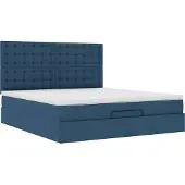 Syfax Ottoman-Bett mit Matratze Blau 160x200 cm Stoff