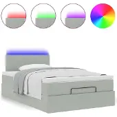 Syfax Ottoman-Bett mit Matratze & LEDs Hellgrau 120x200 cm Samt