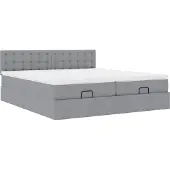 Syfax Ottoman-Bett mit Matratzen Hellgrau 180x200 cm Stoff