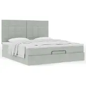 Syfax Ottoman-Bett mit Matratzen Hellgrau 160x200 cm Samt