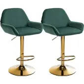 CLP 2er Set Barhocker Braga Gold Samt - braun