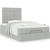 Syfax Ottoman-Bett mit Matratzen Hellgrau 120x200 cm Samt