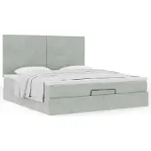 Syfax Ottoman-Bett mit Matratzen Hellgrau 160x200 cm Samt