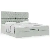 Syfax Ottoman-Bett mit Matratzen Hellgrau 180x200 cm Samt