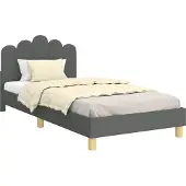 Syfax Kinderbettgestell mit Kopfteil Dunkelgrau 90 x 200 cm Stoff