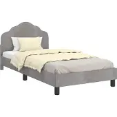 Syfax Kinderbettgestell mit Kopfteil Hellgrau 90 x 190 cm Samt