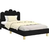 Syfax Kinderbettgestell mit Kopfteil Schwarz 90 x 200 cm Stoff