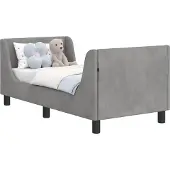 Syfax Kinderbettgestell mit Kopfteil Hellgrau 70 x 140 cm Samt