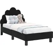 Syfax Kinderbettgestell mit Kopfteil Schwarz 70 x 140 cm Samt