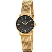 RUBICON Elegante Damenuhr ty255640, 28 mm Gehäuse, Quarzwerk, Saphirglas, Gold Schwarz