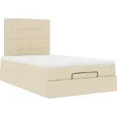 Syfax Ottoman-Bett mit Matratze Creme 120x190 cm Stoff
