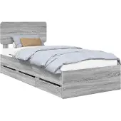 Syfax Bettrahmen Graues Sonoma 100 x 200 cm Holzwerkstoff