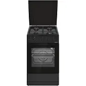Heinner HFSC-S60LITGC-BK, Freistehender Herd, Schwarz, Drehregler, Vorderseite, Gaskochfeld, 4 Zone(n)