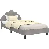 Syfax Kinderbettgestell mit Kopfteil Hellgrau 80 x 200 cm Samt