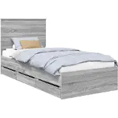 Syfax Bettrahmen Graues Sonoma 90 x 190 cm Ingenieurs Holz