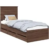Syfax Bettrahmen Braun Eichen-Optik 75 x 190 cm Ingenieurs Holz