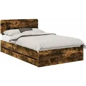 Syfax Bettrahmen Geräucherte Eiche 135 x 190 cm Holzwerkstoff