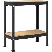 Syfax Werkbank mit Regal Schwarz 81 x 41 x 91 cm Sperrholz und Metall