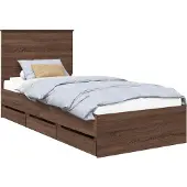 Syfax Bettrahmen Braun Eichen-Optik 90 x 200 cm Ingenieurs Holz
